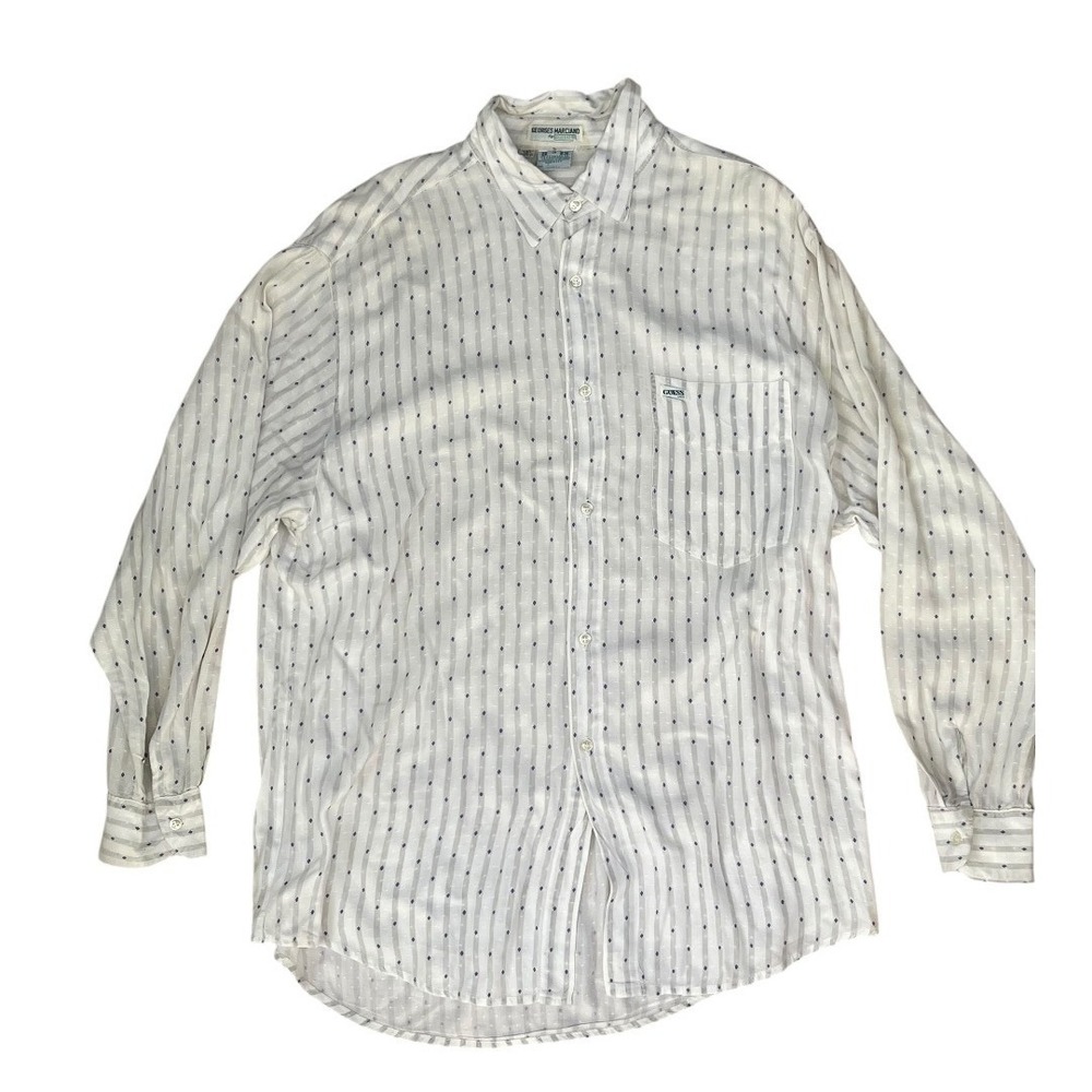 Vintage Georges Marciano Guess Striped Diamond‎ Dobby Button Down Shirt M74311